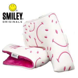 Smiley Golf Club Blade Putter Cover - Original Classic White/Pink
