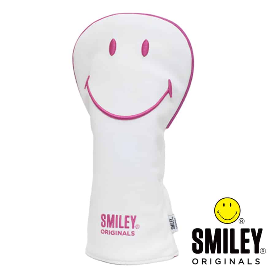 Smiley Golf Club Driver Cover - Original Classic White/Pink