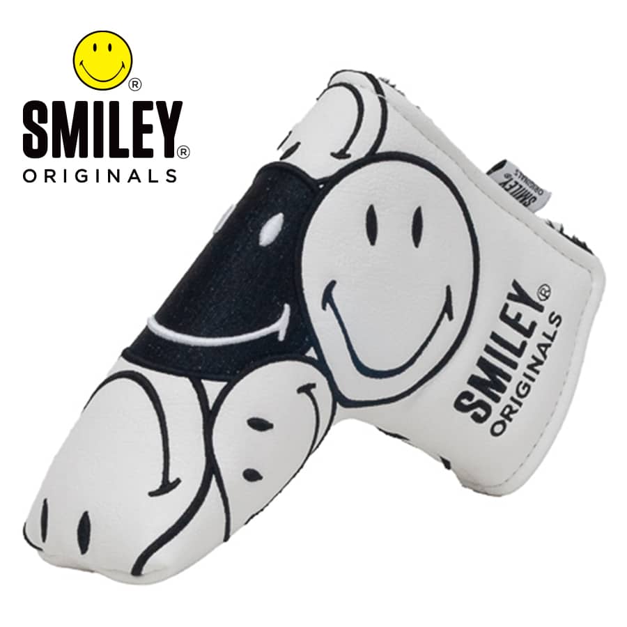 Smiley Golf Club Blade Putter Cover - Original Stacked White/Black