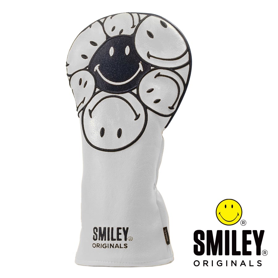 Smiley Golf Club Driver Cover - Stacked White/Black