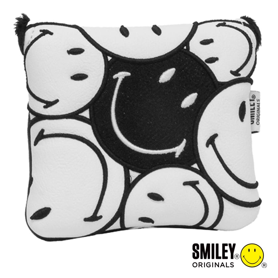 Smiley Golf Club Mallet Putter Cover - Original Stacked White/Black