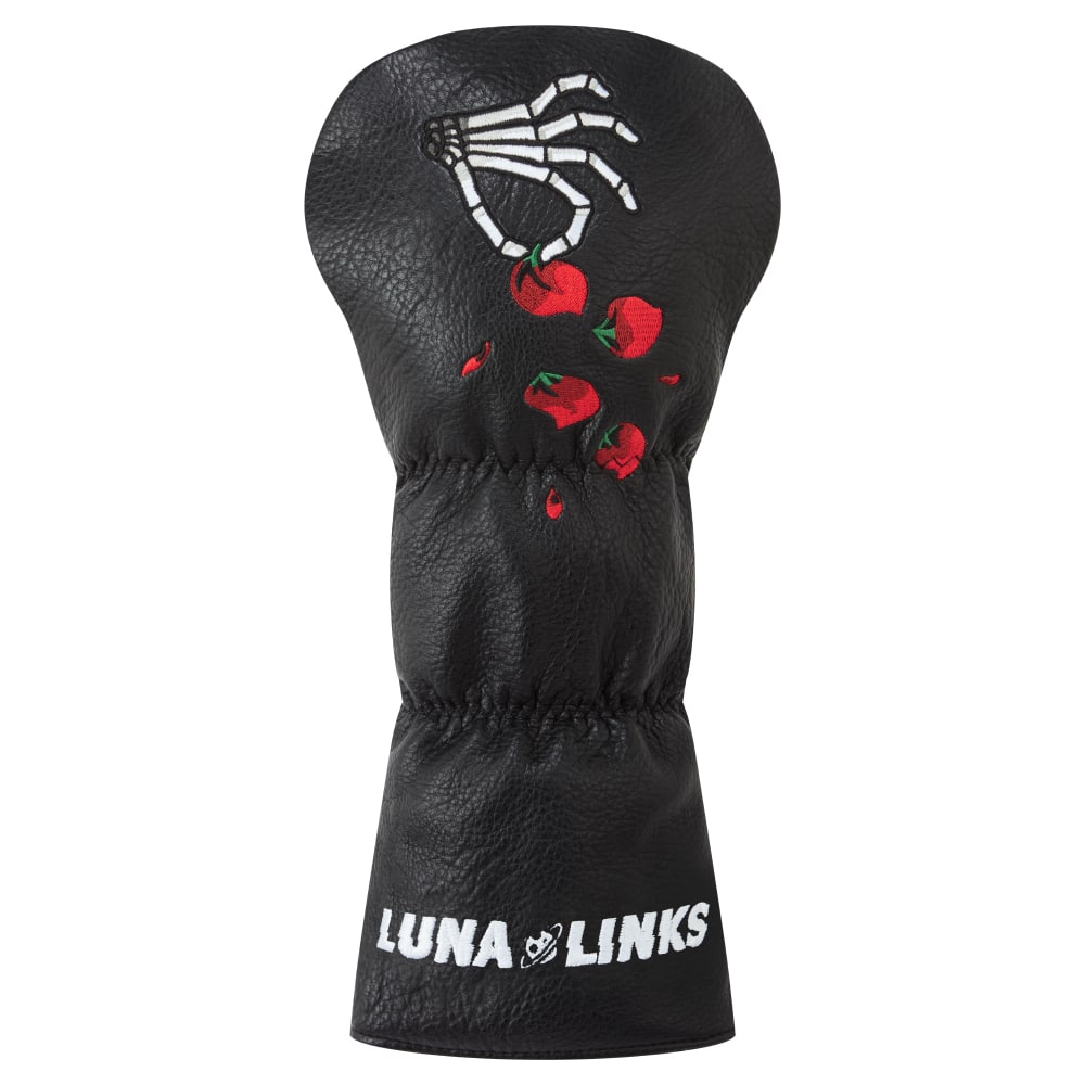 LunaLinks Golf Club Driver Cover - Skull & Rose Embroidered Design - Image 2