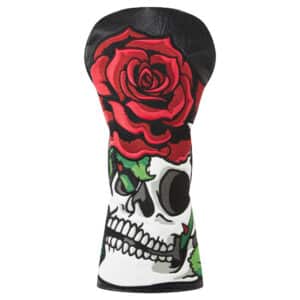LunaLinks Golf Club Driver Cover - Skull & Rose Embroidered Design