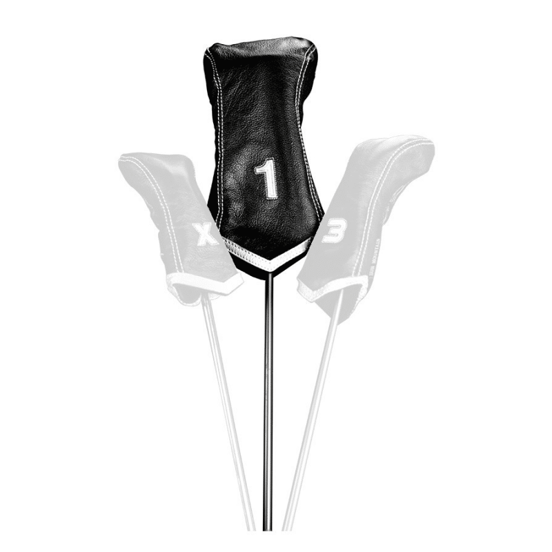 Sun Mountain Leather Driver Headcover - Chevron - Black/White